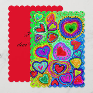 Love is Love Whimsical Folk Hearts Valentine