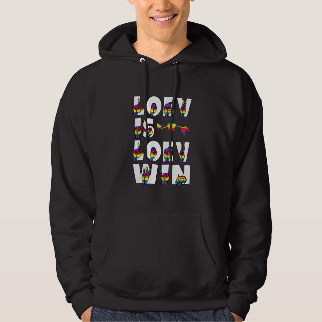 Love Is Love Wins Equality Gay Pride 2022 Rainbow  Hoodie (Front)