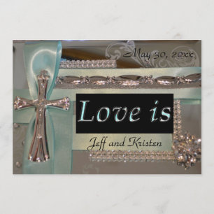 Love is... Mint and Silver Wedding Invitation
