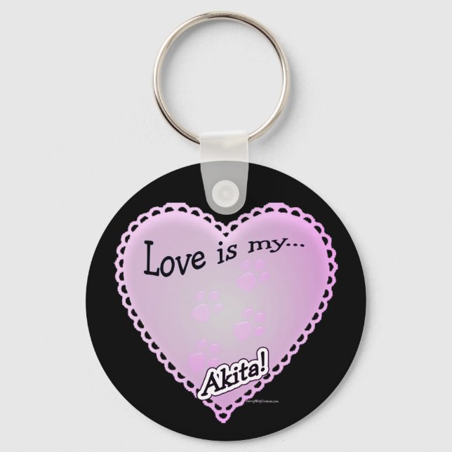 Love is my Akita Keychain (Front)