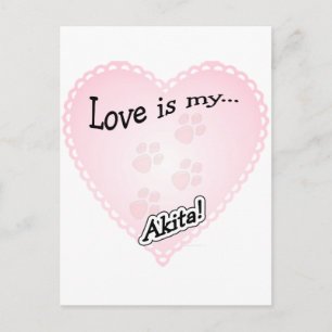 Love is My Akita Postcard