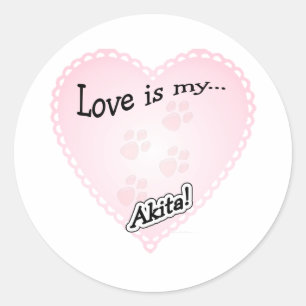 Love is My Akita Sticker