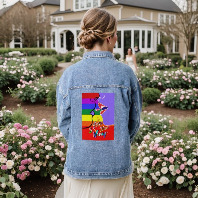 Love Is Never Wrong pride Denim Jacket (Wedding Back)