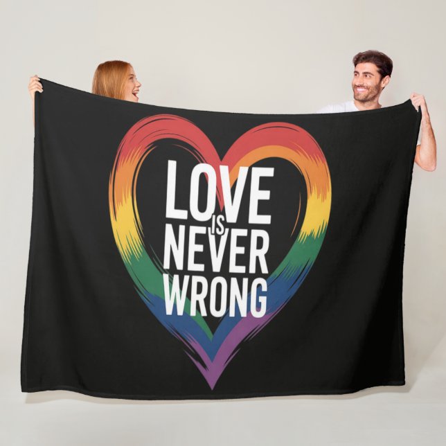 Love is never wrong Pride Month LGBT Fleece Blanket (In Situ)