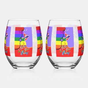 Love Is Never Wrong pride Stemless Wine Glass