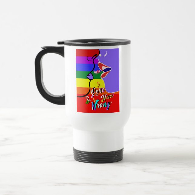 Love Is Never Wrong pride Travel Mug (Left)