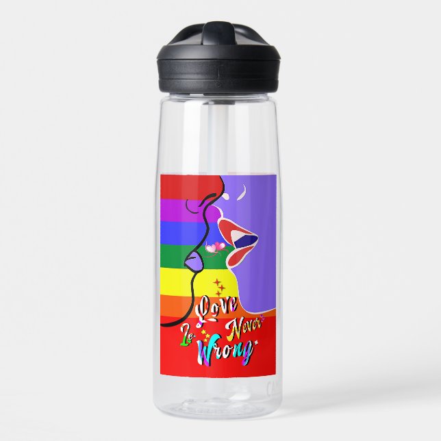 Love Is Never Wrong pride Water Bottle (Front)