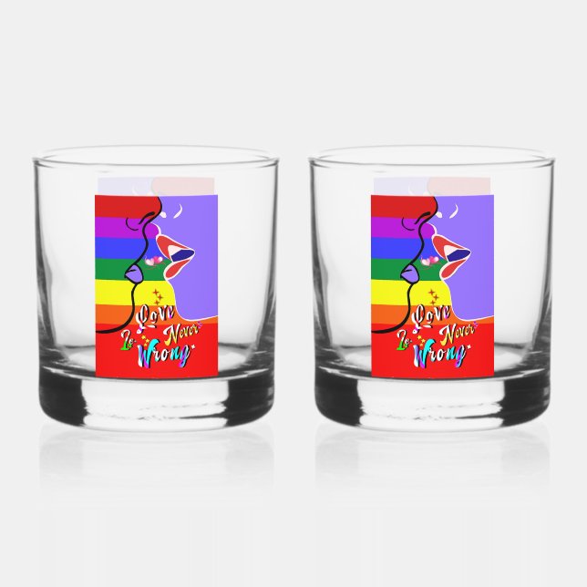 Love Is Never Wrong pride Whiskey Glass (Front)