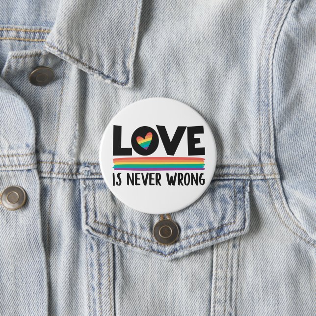 Love is never wrong rainbow LGBTQ pride month 7.5 Cm Round Badge (In Situ)