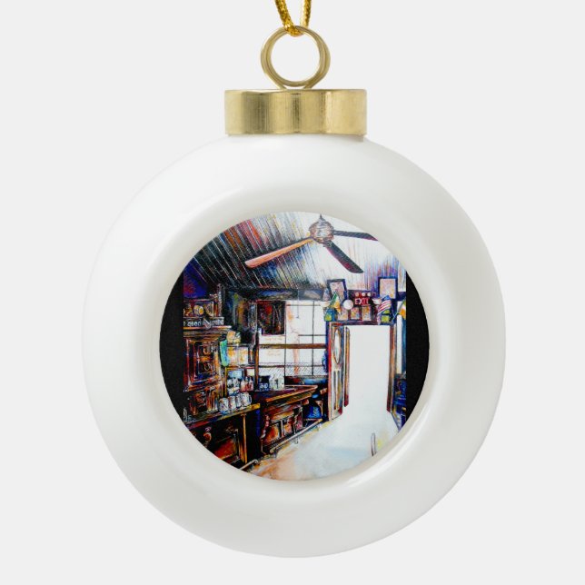 Love is Not a Wall, It's a Bridge Ceramic Ball Christmas Ornament (Front)