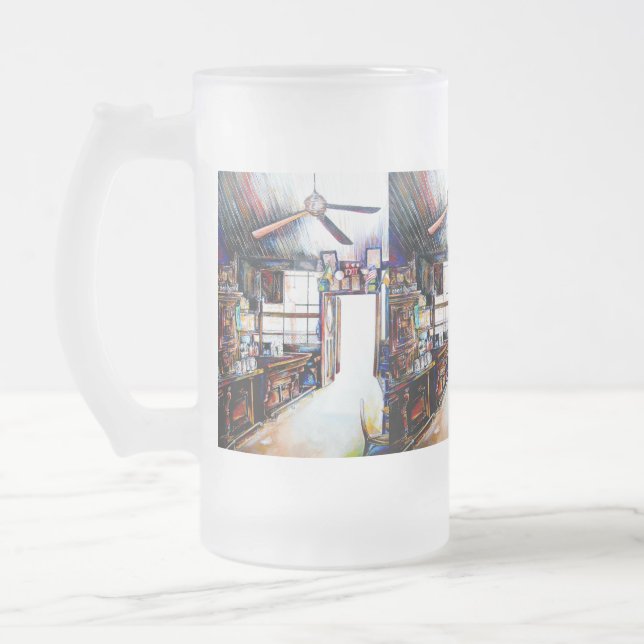 Love is Not a Wall, It's a Bridge Frosted Glass Beer Mug (Left)