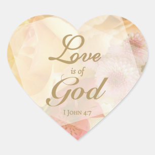 Love is of God Pale Yellow Rose Heart Sticker