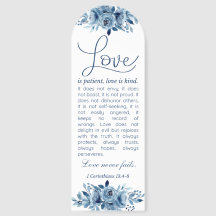 Love is Patient 1 Cor 13 Personalise Blue Floral