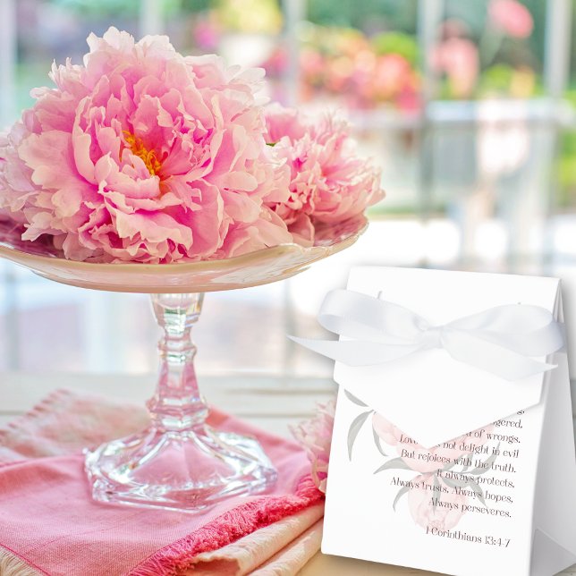 Love Is Patient 1 Corinthians 13:4-7 Peony Favour Bags (Love is patient Wedding favors Gift bag)