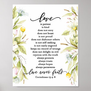 Love is Patient 1 Corinthians 13:4-8 Wildflowers Poster