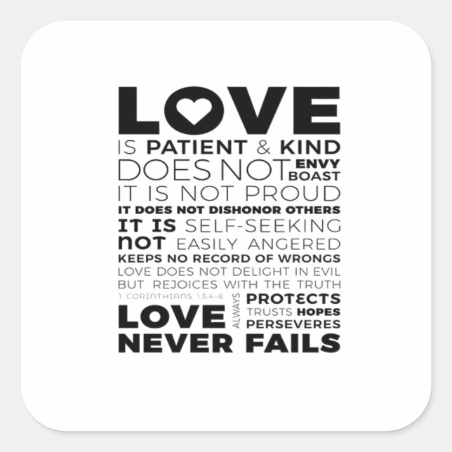 Love Is Patient And Kind Classic Appeal  Square Sticker (Front)