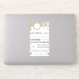 Love is patient Bible quote faux gold Typography