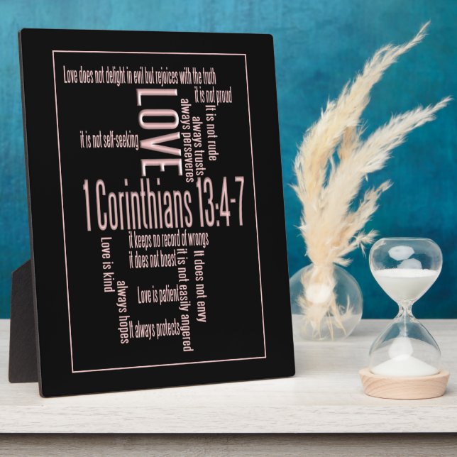 Love is Patient Black & Blush Plaque (Side)