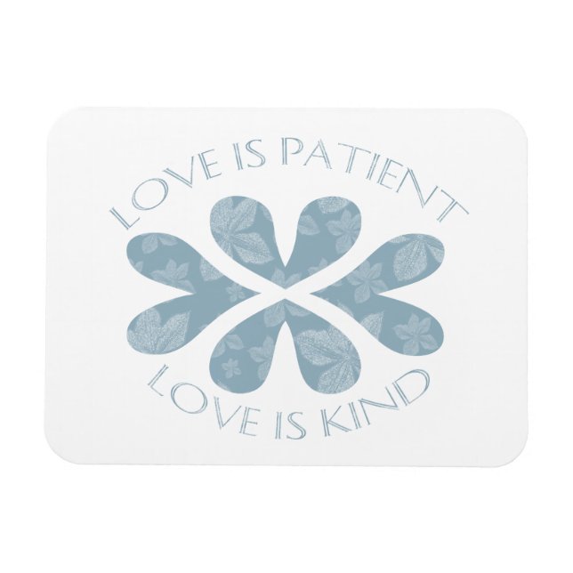 Love is Patient Blue Hearts Inspirational Quote Magnet (Horizontal)