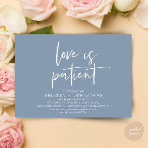 Love is patient, Change Our Wedding New Date Invitation