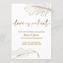Love is patient - Change the date wedding card