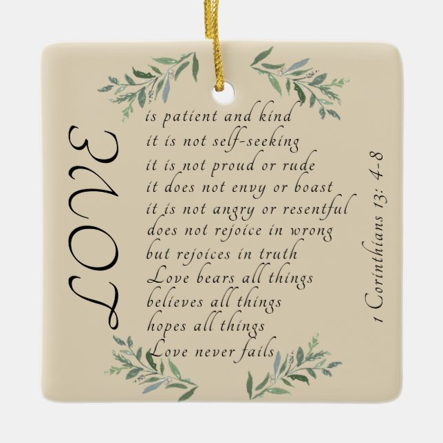 Love is patient Christmas tree ornament (Front)