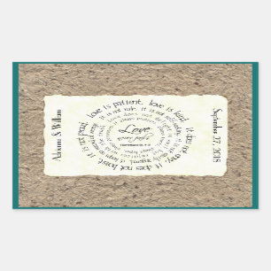 Love is Patient, Circular Text Wedding Sticker