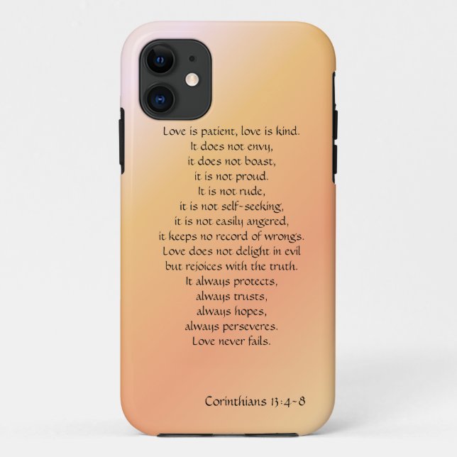 Love is Patient, Corinthians verse, peach iPhone Case-Mate iPhone Case (Back)