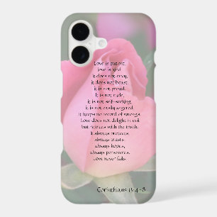 Love is Patient, Corinthians verse, w pink rose
