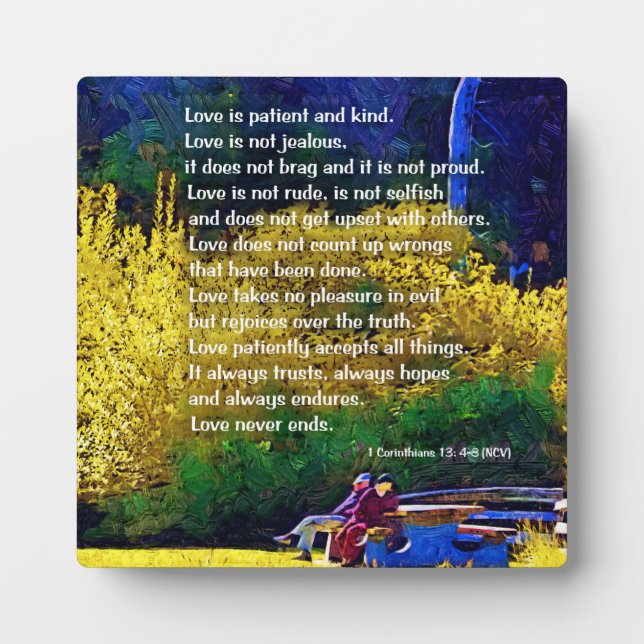 Love Is Patient: Couple In The Park Plaque (Front)