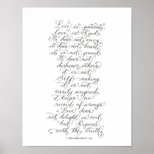 Love is patient inspirational verses typography poster