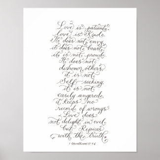 Love is patient inspirational verses typography poster