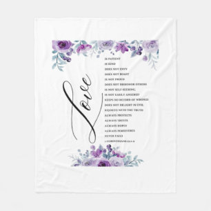 Love Is Patient Kind Does Not Envy Bible Verse Cla Fleece Blanket
