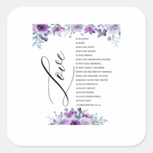 Love Is Patient Kind Does Not Envy Bible Verse Cla Square Sticker