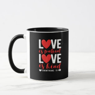 Love Is Patient Kind Funny Christian Heart Valenti Mug