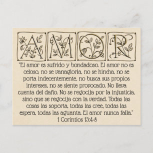 Love is Patient-Kind-Never Fails~Scripture~Wedding Postcard