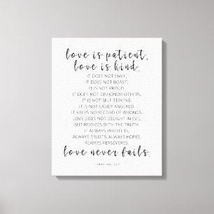 Love Is Patient Love Is Kind, 1 Corinthians 13:4-8 Canvas Print