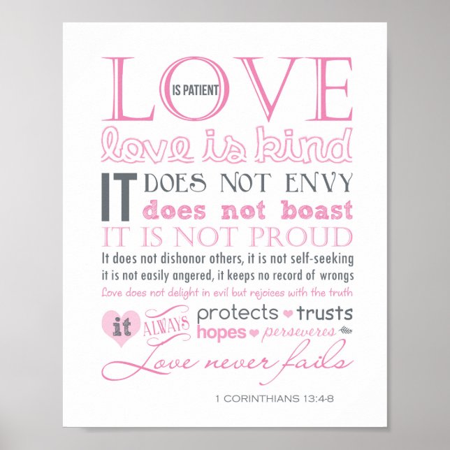 Love is Patient, Love is Kind - 1 Corinthians 13 Poster (Front)