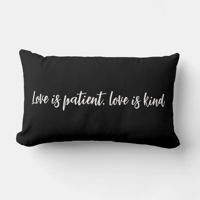 Love is patient love is kind black lumbar cushion (Front)