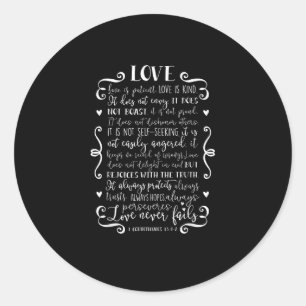 Love Is Patient Love Is Kind Christian Quote Heart Classic Round Sticker