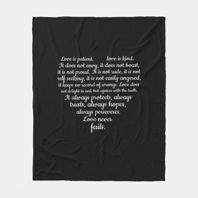 Love Is Patient Love Is Kind Corinthians Scripture Fleece Blanket (Front)