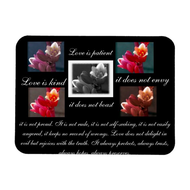 Love is patient ,love is kind floral magnet (Horizontal)