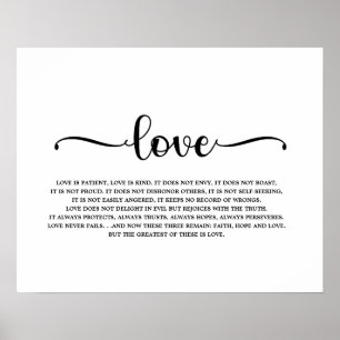 Love is Patient, Love is kind, Love, Bible verse Poster