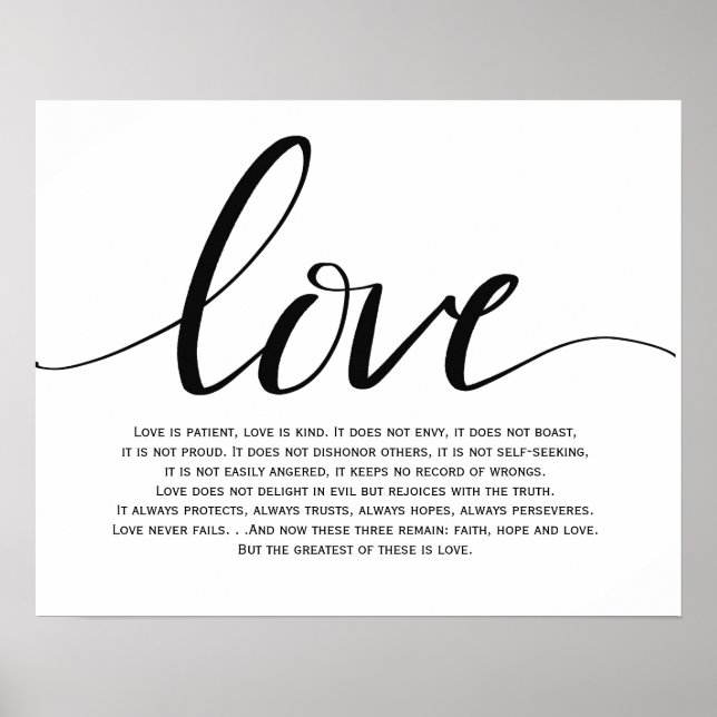 Love is Patient, Love is kind, Love,  Bible verse Poster (Front)