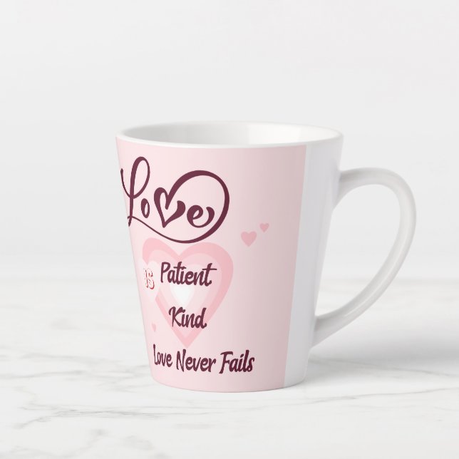 Love is patient love is kind, never fails Tea mug (Right)