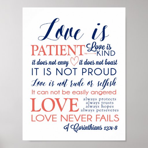 love is patient love is kind Poster Zazzle