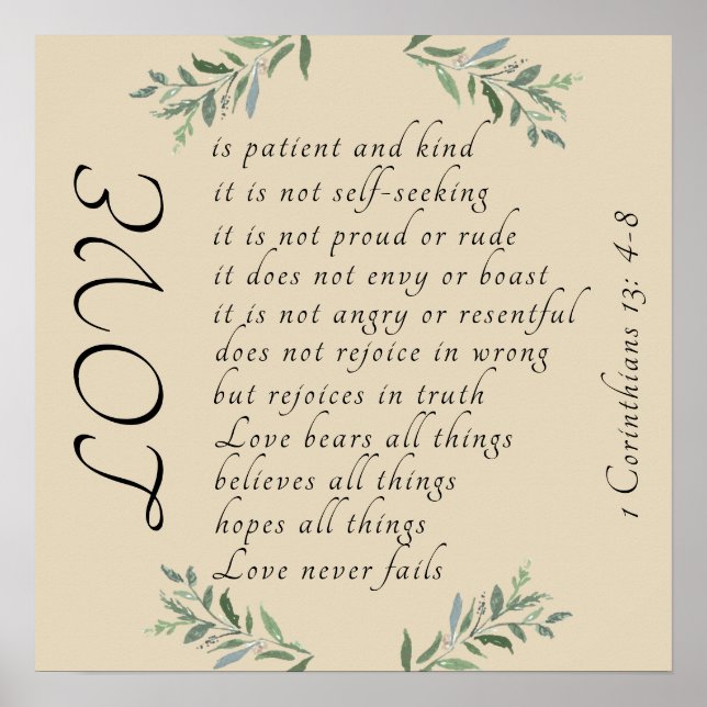 Love is patient, love is kind poster (Front)