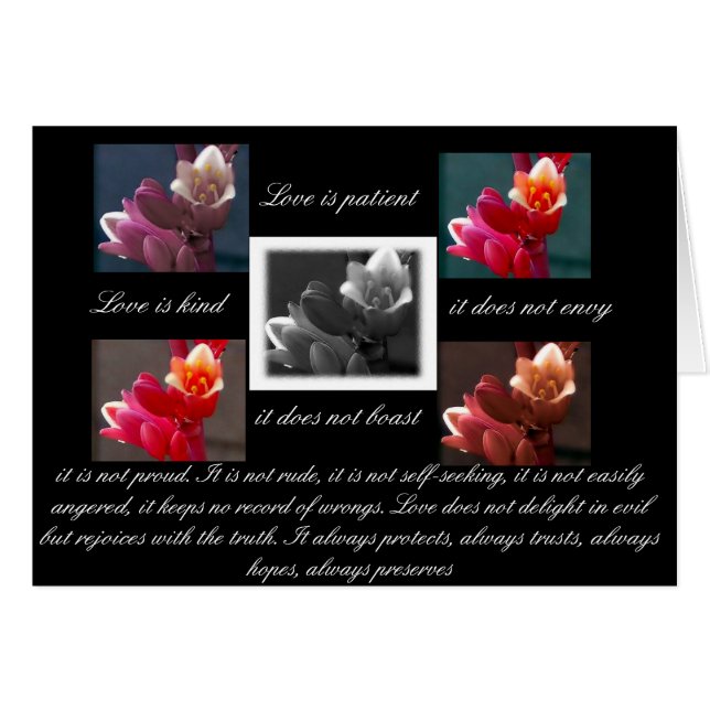 love is patient love is kind with flowers card (Front Horizontal)