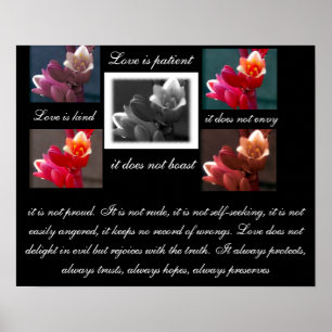Love is patient love is kind with flowers print