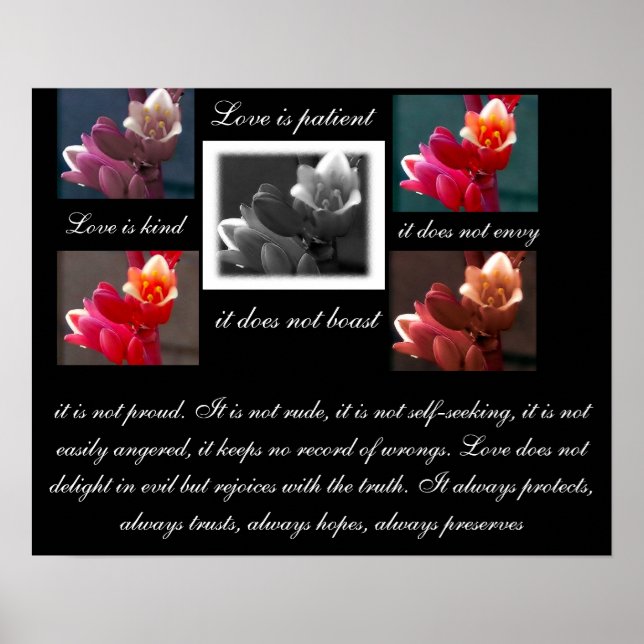 Love is patient love is kind with flowers print (Front)